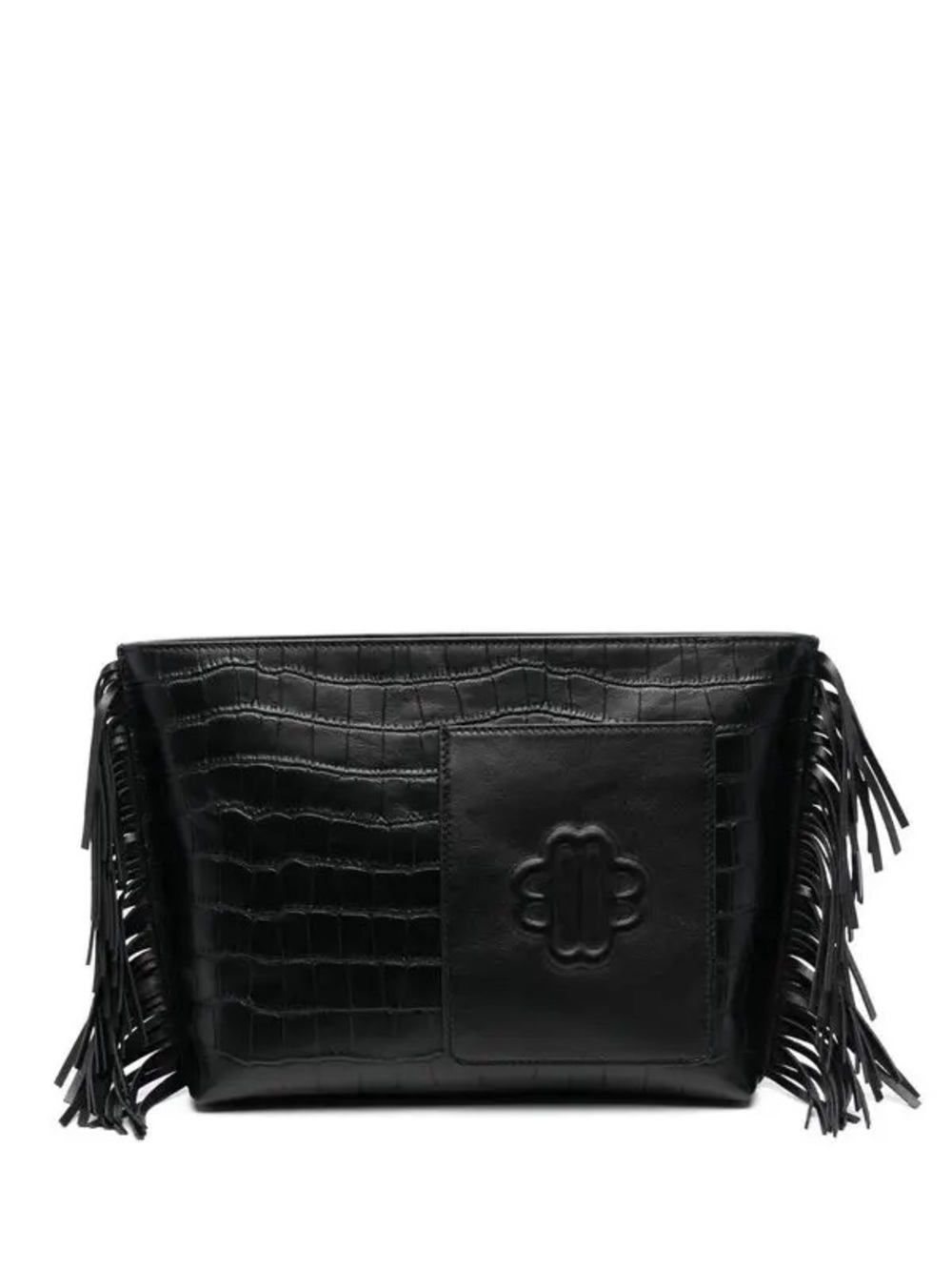 Maje Crocodile Effect Fringed Clutch